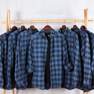Couple-matching Gingham Long-sleeve Shirt