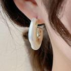 Faux Pearl Alloy Open Hoop Earring Y-281 - 1 Pair - Pearl White - One Size