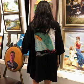 Semi Sleeve Oversize Lettering T-shirt