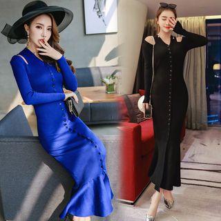 Cutout Single-breast Mermaid Sheath Knit Dress