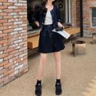 Set: Elbow-sleeve Denim Jacket + Mini A-line Skirt