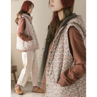 Hooded Floral Print Vest