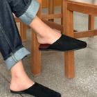 Square-toe Flat Suedette Mules