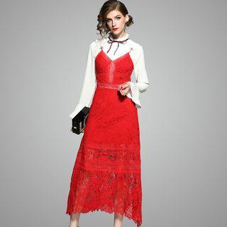Set: Ruffled Shirt + Lace Jumper Dress