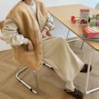 Slit-back Fleece-lined Maxi Pullover Dress