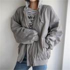 Contrast-hood Drop-shoulder Flight Jacket