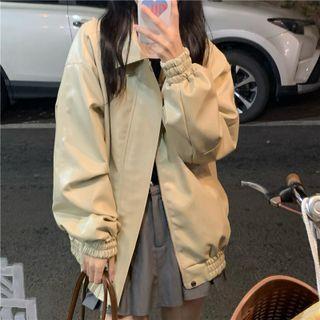 Plain Pu Zip Jacket