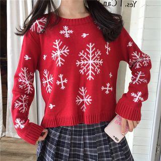 Flake Pattern Sweater Red - One Size