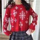 Flake Pattern Sweater Red - One Size