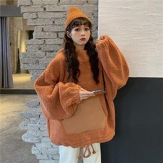 Mock-turtleneck Zip-up Fleece Hoodie