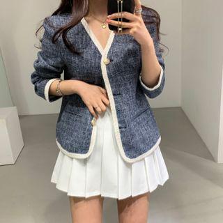 V-neck Single-breasted Jacket