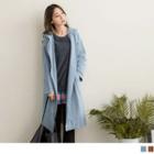 Double Breasted Tie-waist Hooded Trench Jacket