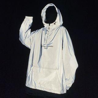 Lettering Hooded Half-zip Windbreaker