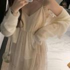 Long-sleeve Midi Sequined Mesh Dress