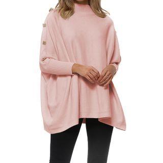 Plain Mock-neck Long Sweater