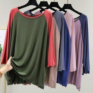 Long-sleeve Frill Trim Raglan T-shirt