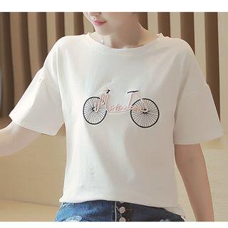Bike Embroidered Short Sleeve T-shirt