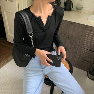 Long Sleeve Cropped Henley