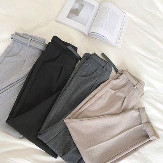 Plain High-waist Harem Pants With Belt