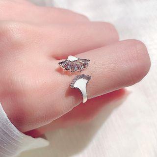 Shell Rhinestone Open Ring