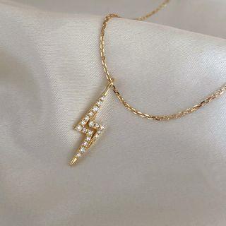 Rhinestone Lightning Bolt Pendant Necklace