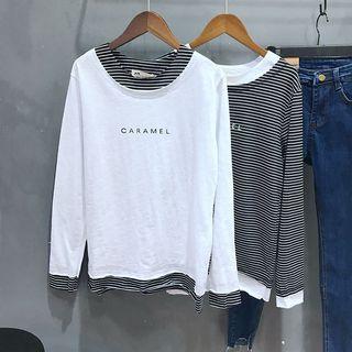 Lettering Contrast Long-sleeve T-shirt