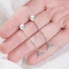 Faux Pearl Whale Tail Dangle Earring 1 Pair - As Shown In Figure - One Size