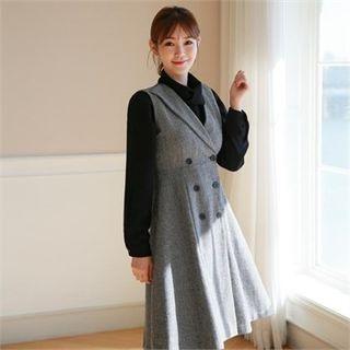 Double-breasted Herringbone Jumper Dress