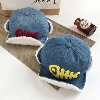 Fish Bone Applique Denim Cap