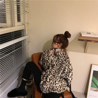 Leopard Print Half-zip Sweatshirt
