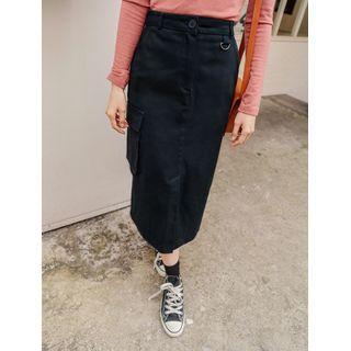 Slit-front H-line Long Cargo Skirt