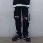 Zip Straight Fit Pants Black - One Size