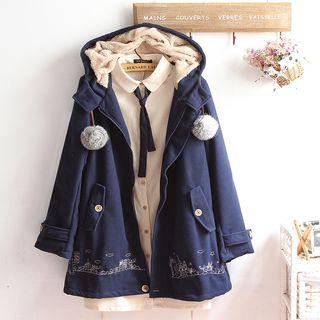 Hooded Fleece Lined Woolen Jacket