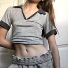 V-neck Paneled Short Sleeve T-shirt