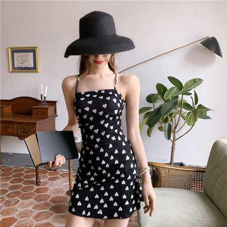 Spaghetti Strap Heart Pattern Swimsuit