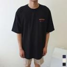 Letter-embroidered Loose-fit T-shirt