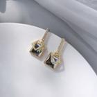 Square Rhinestone Dangle Earring 1 Pair - Silver Square - Gold - One Size