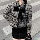 Plaid Tweed Cropped Button-up Jacket