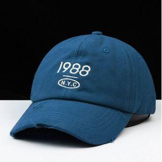 Distressed Numerical Embroidered Brimless Hat