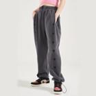 Heart Embroidered Sports Gathered Cuff Pants