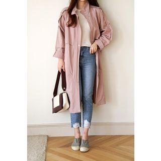 Epaulet Zip-up Long Coat