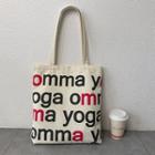 Lettering Canvas Tote Bag Almond - One Size