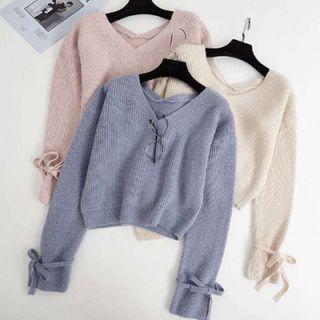V-neck Bow Sweater