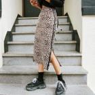 Piped Leopard Long H-line Skirt