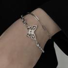 Butterfly Layered Alloy Bracelet Bracelet - Silver - One Size