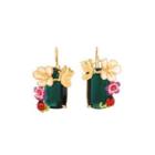 Fashion And Elegant Plated Gold Enamel Flower Butterfly Green Cubic Zirconia Earrings Golden - One Size