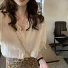Retro Lace Overszied Blouse / High-waist Floral Mini Skirt