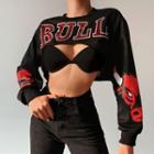 Rhinestone Letter Print Shrug