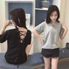 Short-sleeve Lace-up Back T-shirt