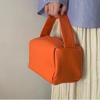 Faux Leather Boxy Hand Bag